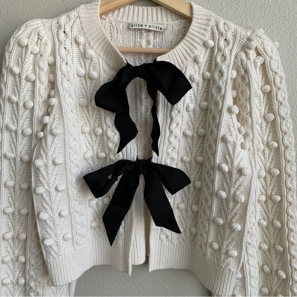Alice and Olivia Kitty Puff Sleeve Cardigan - Picture 6 of 16